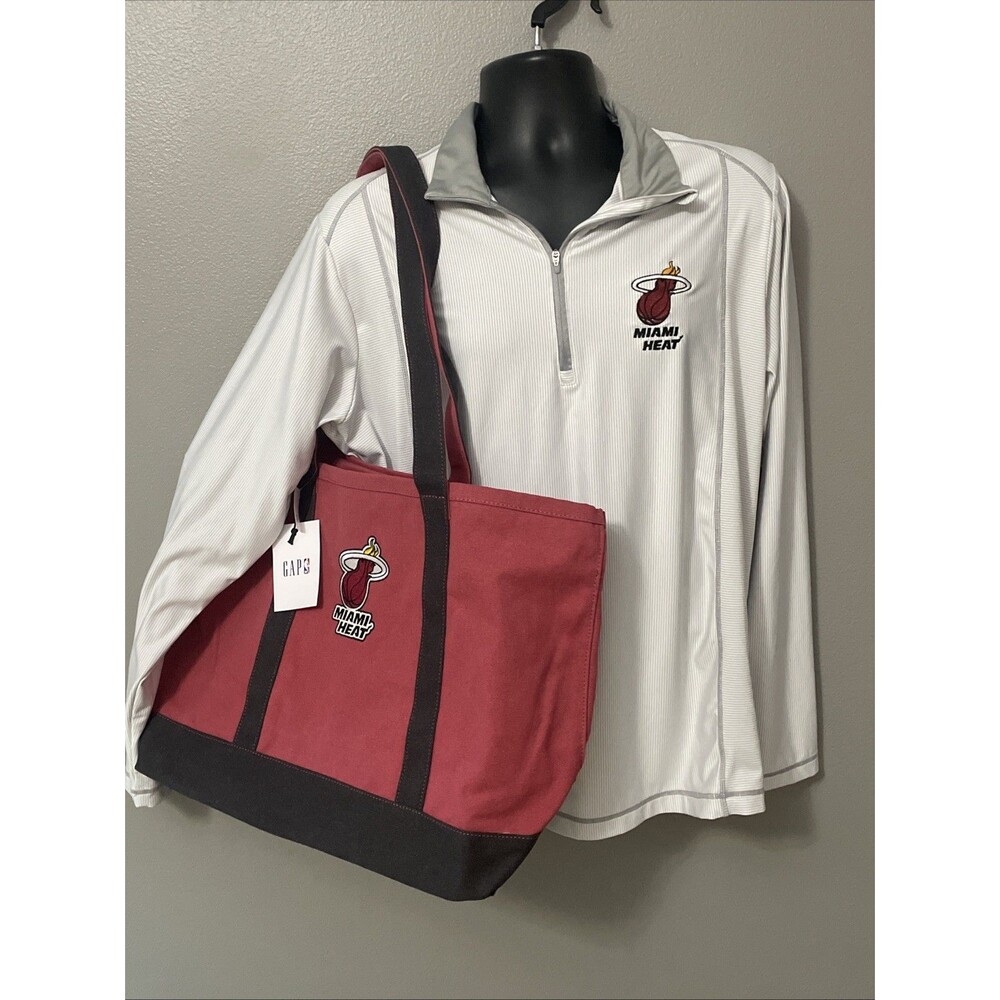 Miami Heat Lot - NWT Large GAP Shoulder Tote & Antigua Quarter Zip Men’s Large
